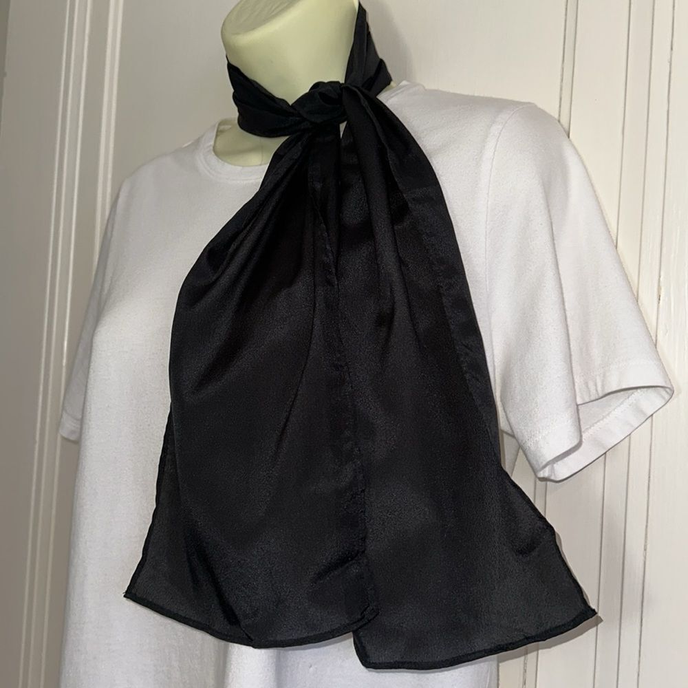Vintage‎ black thin polyester long neck scarf